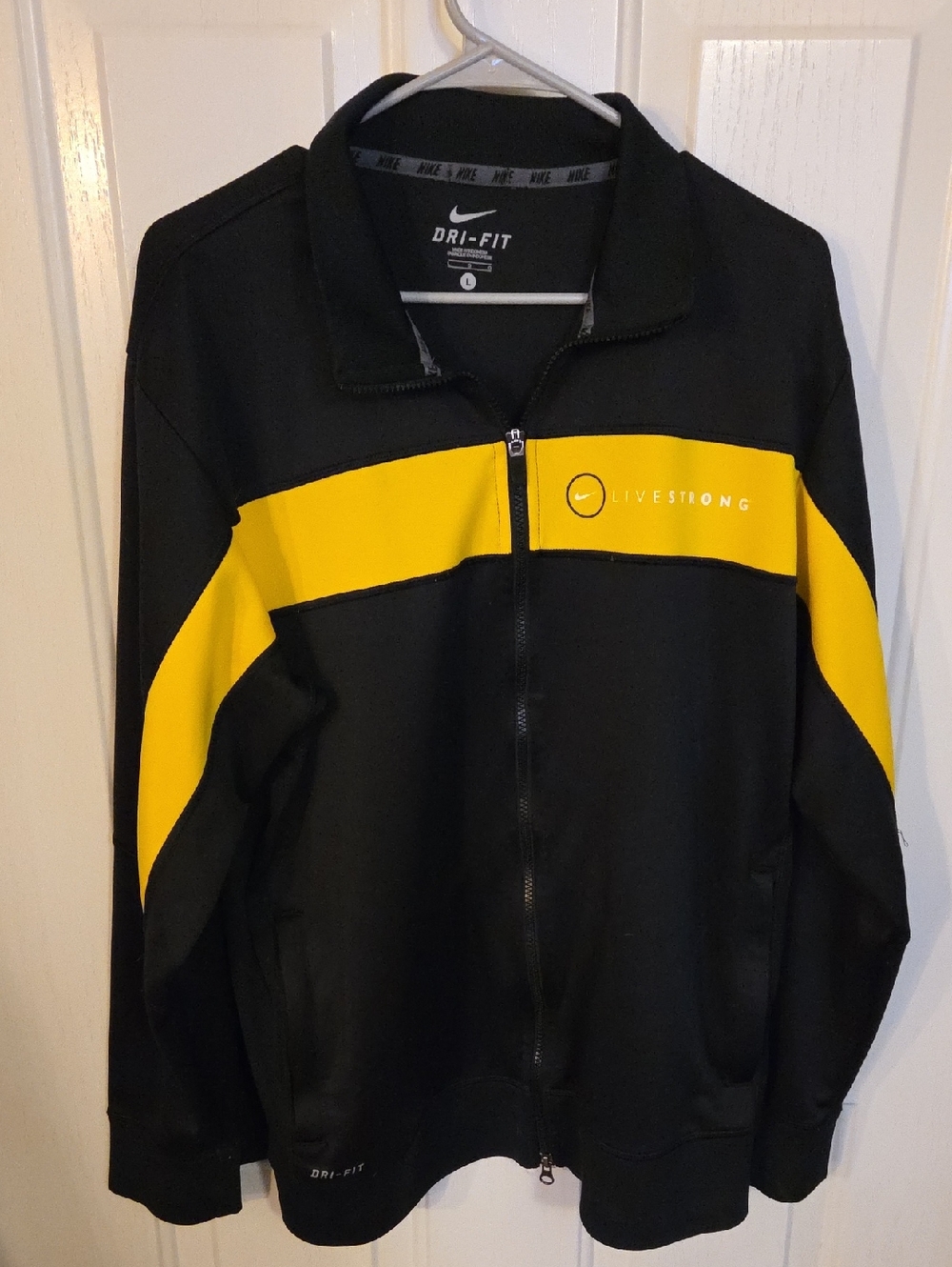 Nike Black and Yellow Livestrong Dri-FIT Zip Jacket Size Large
